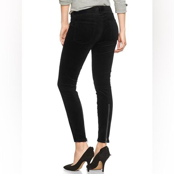 Gap - Always Skinny Zipper Detail Black Velvet Jeans - size 27 - Picture 4 of 14